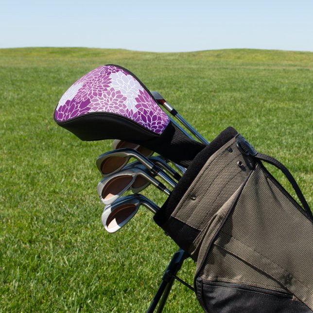 Dahlia Flowers, Pattern Of Flowers, Purple Dahlia Golf Head Cover (In Situ)