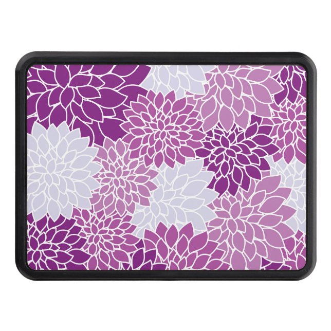 Dahlia Flowers, Pattern Of Flowers, Purple Dahlia Hitch Cover (Front)