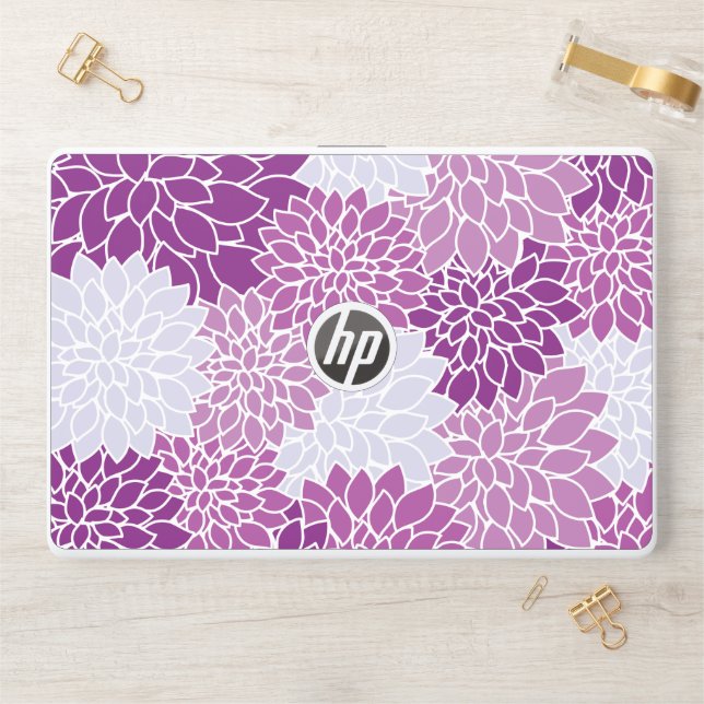 Dahlia Flowers, Pattern Of Flowers, Purple Dahlia HP Laptop Skin (Desk)
