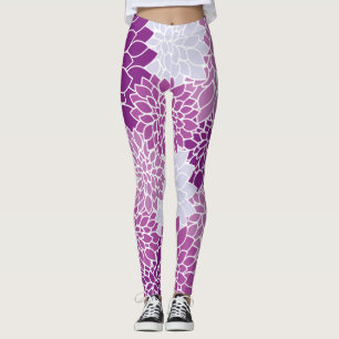 Dahlia Flowers, Pattern Of Flowers, Purple Dahlia Leggings