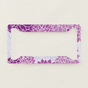 Dahlia Flowers, Pattern Of Flowers, Purple Dahlia License Plate Frame