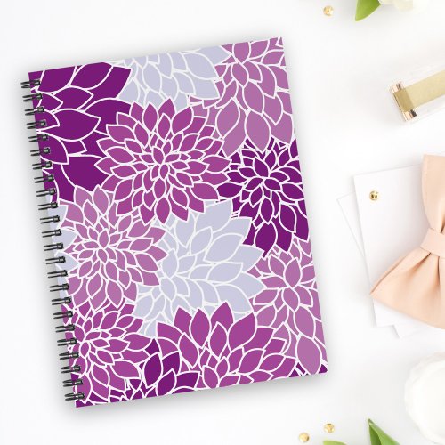 Dahlia Flowers Pattern Of Flowers Purple Dahlia Notebook