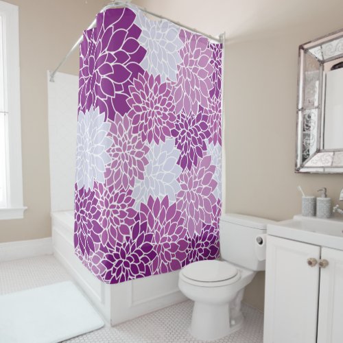 Dahlia Flowers Pattern Of Flowers Purple Dahlia Shower Curtain