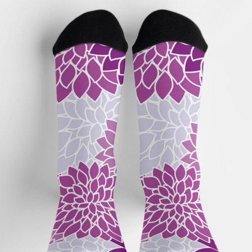 Dahlia Flowers Pattern Of Flowers Purple Dahlia Socks