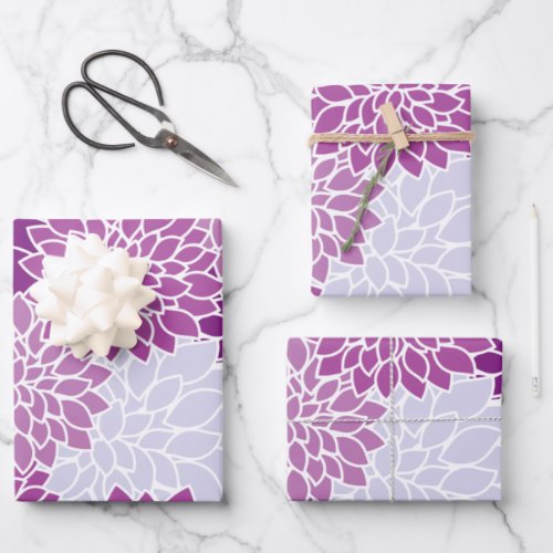 Dahlia Flowers Pattern Of Flowers Purple Dahlia Wrapping Paper Sheets