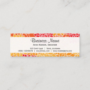 Dahlia Flowers, Petals, Blossoms - Orange Red Mini Business Card