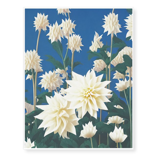 Dahlia flowers temporary tattoos (Front)