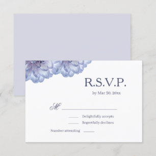 Dahlia Flowers White Lilac Elegant Wedding RSVP Invitation