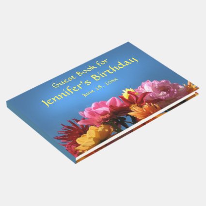 Dahlia Garden Flowers Birthday Party Guest Book