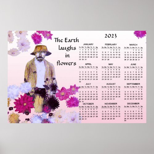 Dahlia Garden Flowers Emerson Quote 2023 Calendar  Poster
