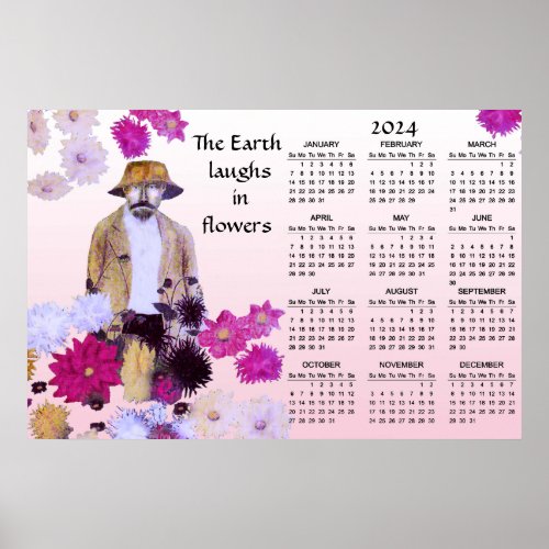 Dahlia Garden Flowers Emerson Quote 2024 Calendar  Poster