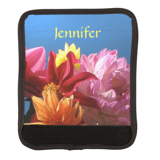Dahlia Garden Flowers Floral Luggage Handle Wrap (Front)