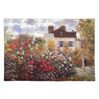 Dahlia Garden In Argenteuil Claude Monet Fine Art Placemat by monetart at Zazzle