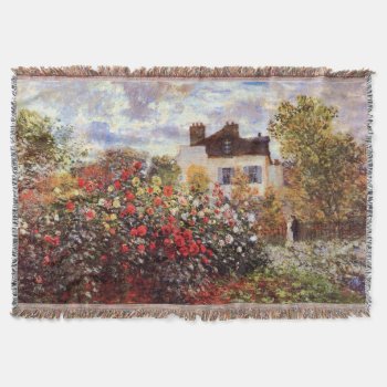 Dahlia Garden In Argenteuil Claude Monet Fine Art Throw Blanket by monetart at Zazzle
