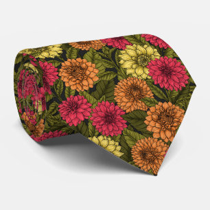 Dahlia garden neck tie