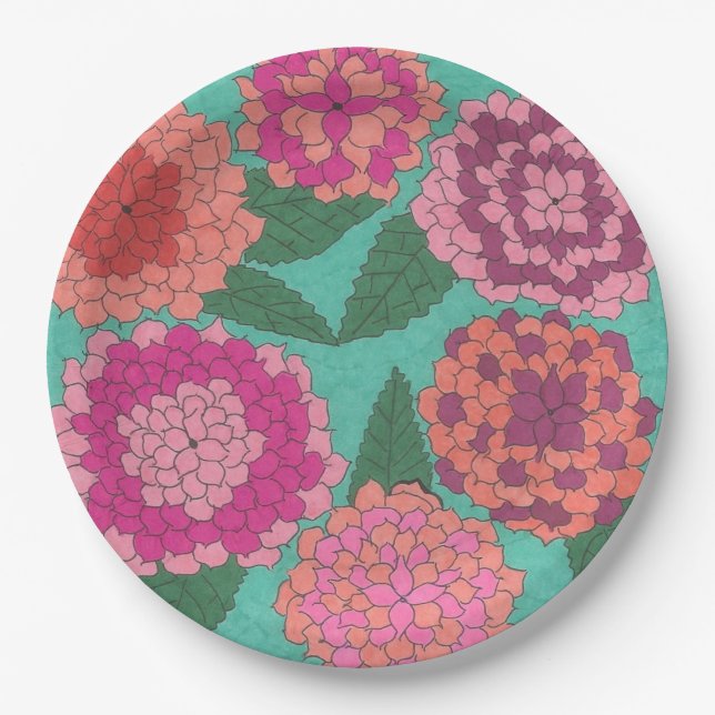 Dahlia Garden Paper Plates (Front)