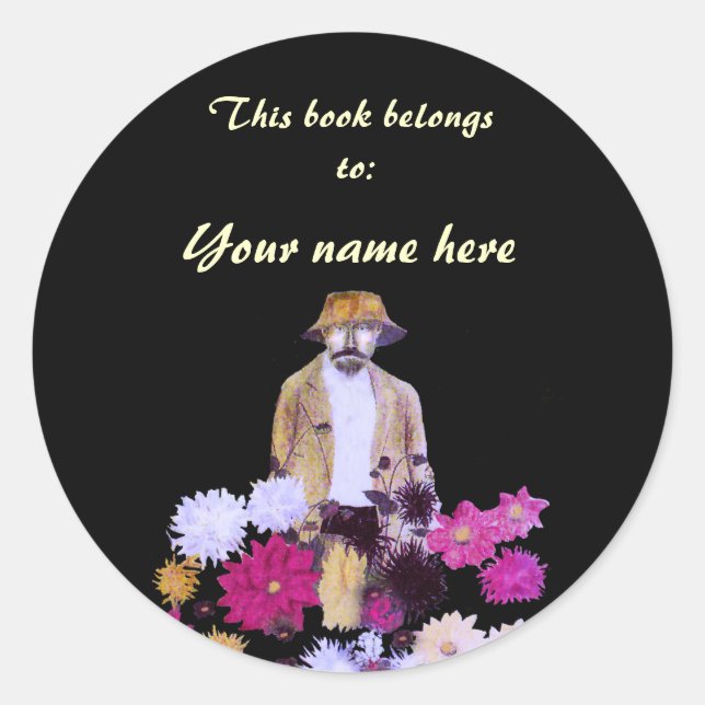 Dahlia Gardener Bookplate Sticker (Front)