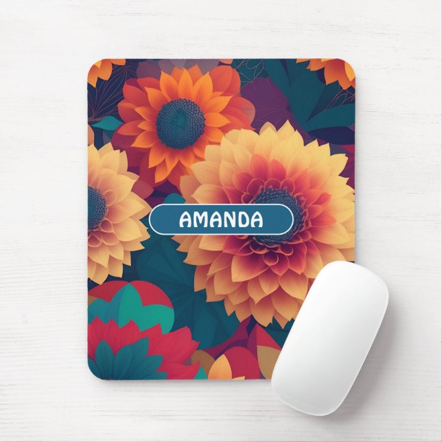 Dahlia Geometric Colorful Personalized Pattern Mouse Pad (With Mouse)