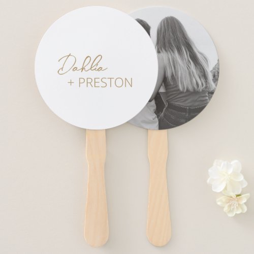 Dahlia Gold Contemporary Modern Wedding Hand Fan