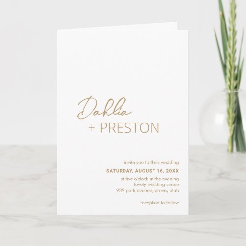 Dahlia Gold Contemporary Modern Wedding Invitation