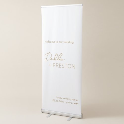 Dahlia Gold Contemporary Modern Wedding Retractable Banner
