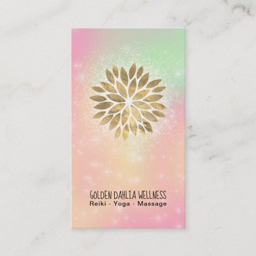  Dahlia Gold Pastel Peach Green Yellow AP2 Business Card