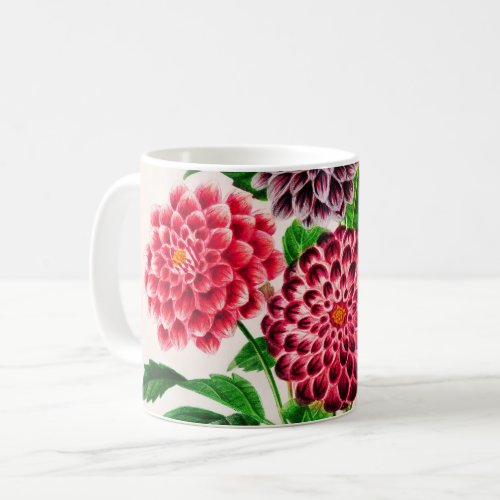 Dahlia illustrated coffee mug