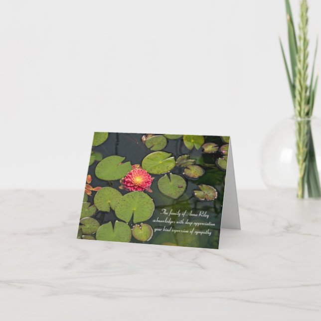 dahlia in lily pads sympathy thank you card (Front)