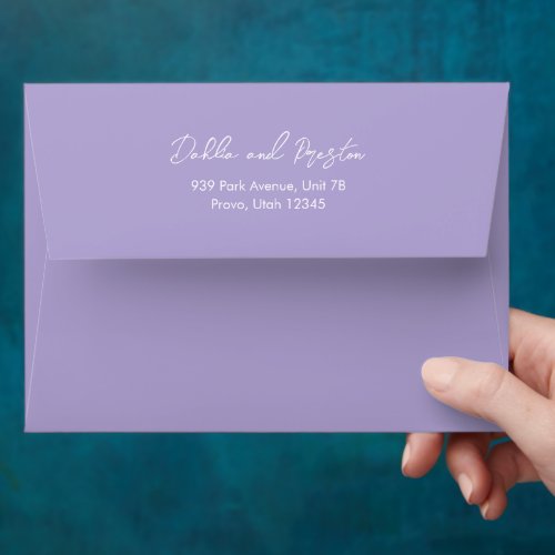 Dahlia Lavender Contemporary Modern Wedding Envelope