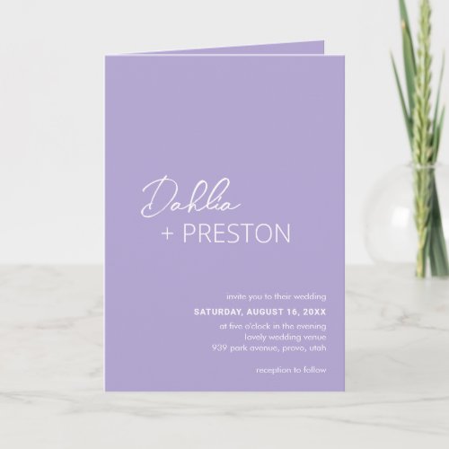 Dahlia Lavender Contemporary Modern Wedding Invitation