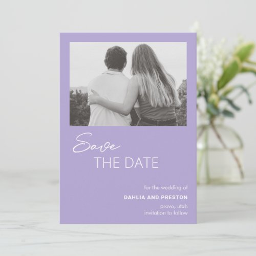 Dahlia Lavender Contemporary Modern Wedding Save The Date