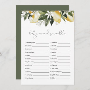 DAHLIA Lemon Baby Word Scramble Baby Shower Game Invitation