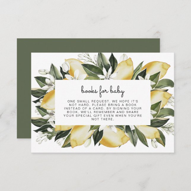 Dahlia - Lemon Citrus Baby Shower Books for Baby Invitation (Front/Back)