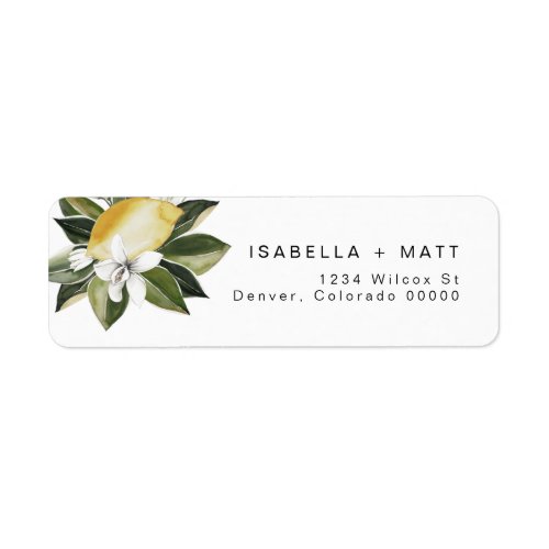 DAHLIA Lemon Citrus Fruit Summer Return Address Label