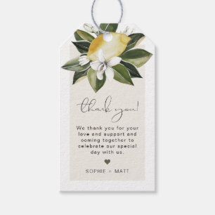 DAHLIA Lemon Citrus Fruit Summer White Floral Gift Tags
