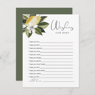 DAHLIA Lemon Citrus Fruit Wishes for Baby Game Enclosure Card