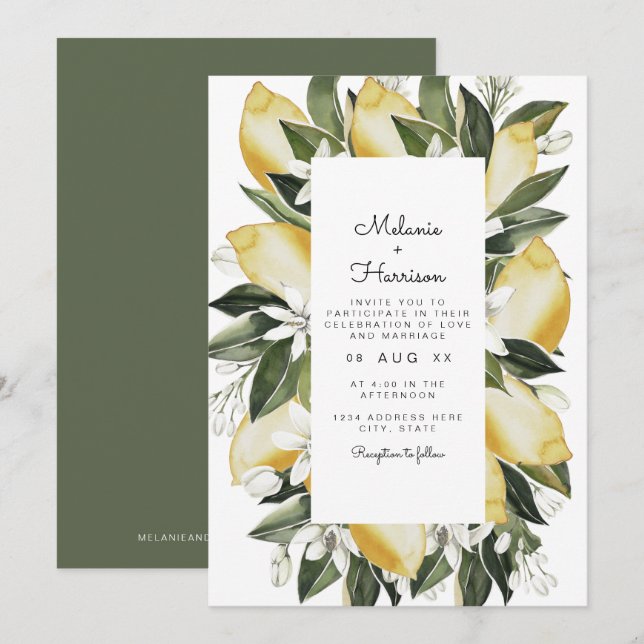 Dahlia - Lemon Citrus Tropical Fruit Garden Invitation (Front/Back)