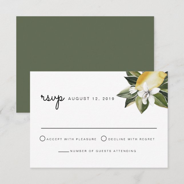 Dahlia - Lemon Tropical Citrus Botanical Fruit Invitation (Front/Back)