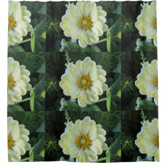 Dahlia Light Yellow Flower Shower Curtain (Front)