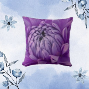 Dahlia Lilac Floral Purple Flower Throw Pillow