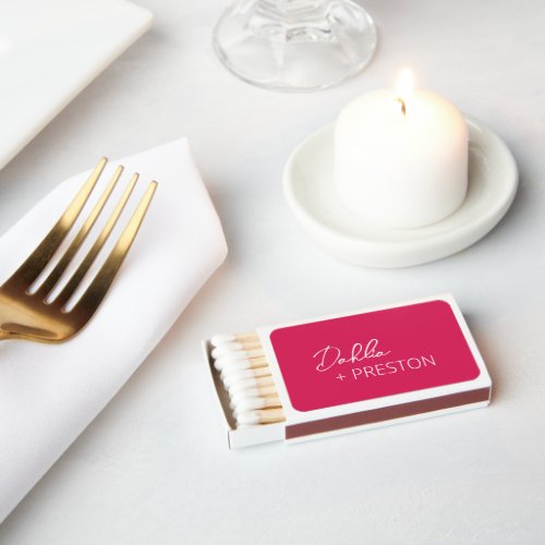 Dahlia Magenta Contemporary Modern Wedding Matchboxes