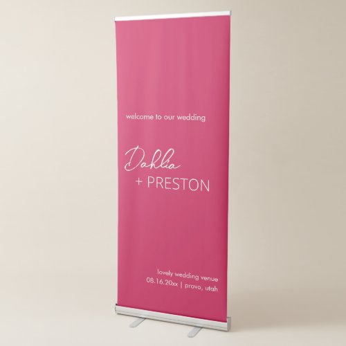 Dahlia Magenta Contemporary Modern Wedding Retractable Banner