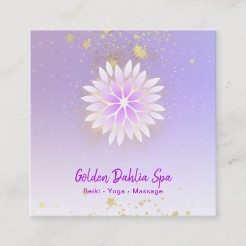 *~* Dahlia Mandala Pastel Lavender Pink AP2 Square Business Card