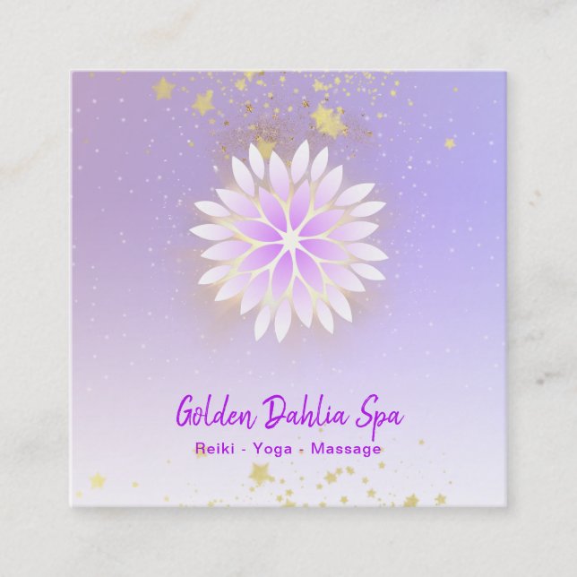 *~* Dahlia Mandala Pastel Lavender Pink AP2 Square Business Card (Front)