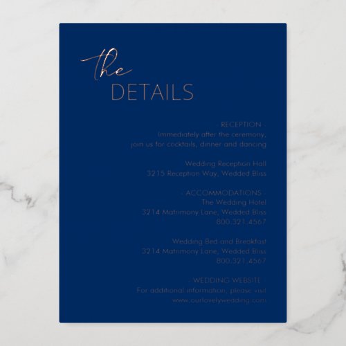 Dahlia Navy Blue Modern Wedding Enclosure Card