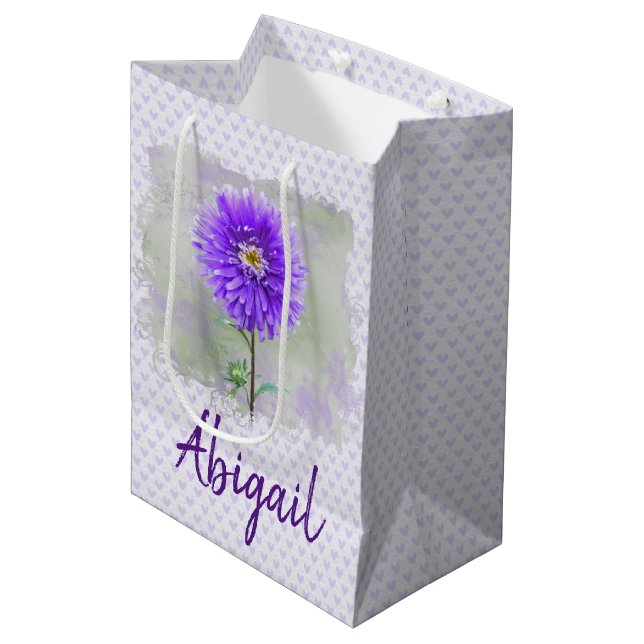 Dahlia On Hearts for Birthday Medium Gift Bag (Front Angled)