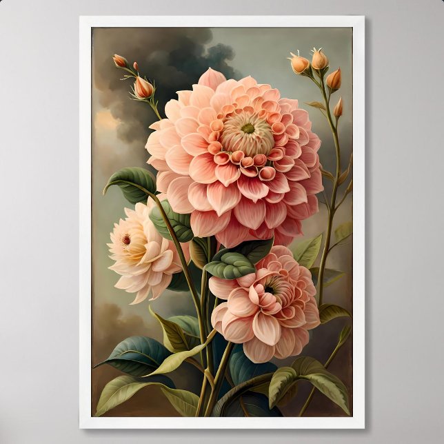 Dahlia Painting: flower Blossom in Classic Style Poster (Dahlia Painting: flower Blossom in Classic Style)