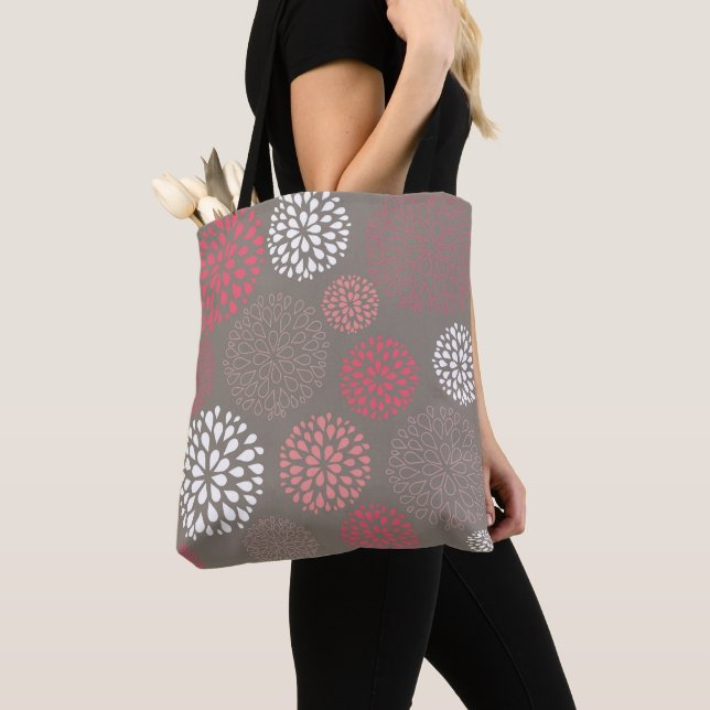 Dahlia Pattern Tote Bag (Close Up)