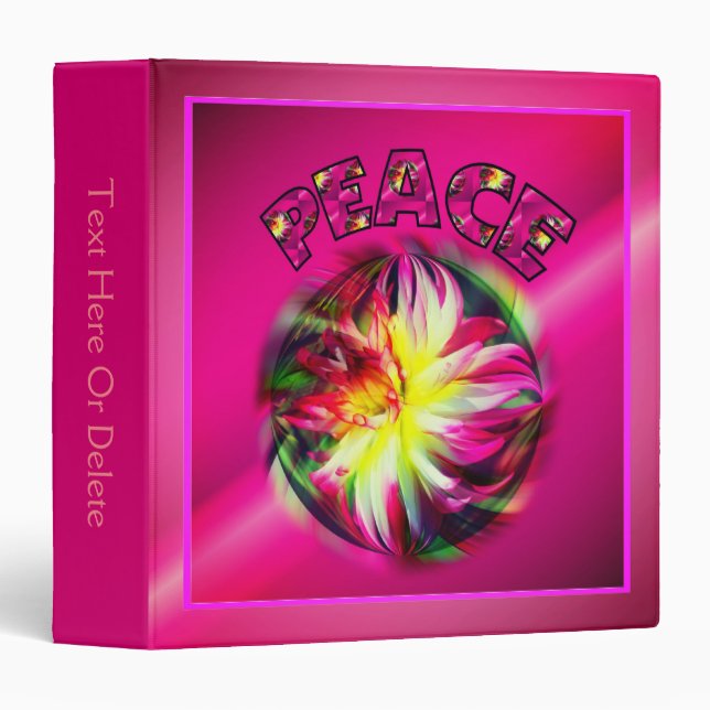 Dahlia Peace Floral Art Inspirational  3 Ring Binder (Front/Spine)