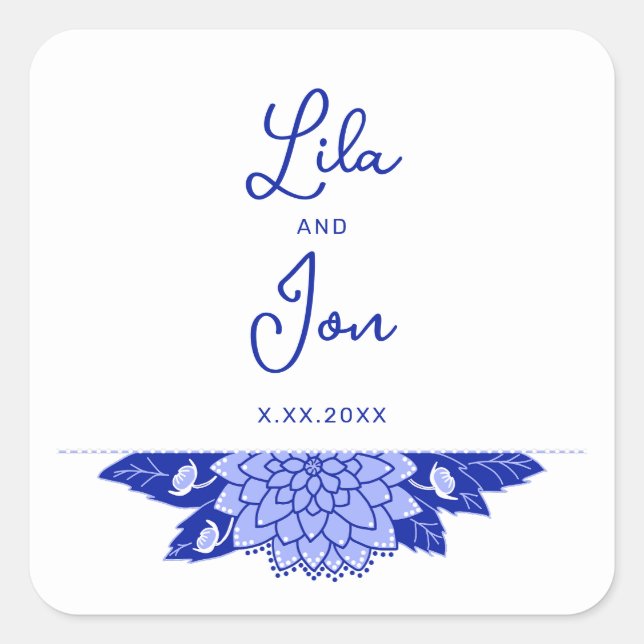 Dahlia Personalized Wedding Stickers (Front)